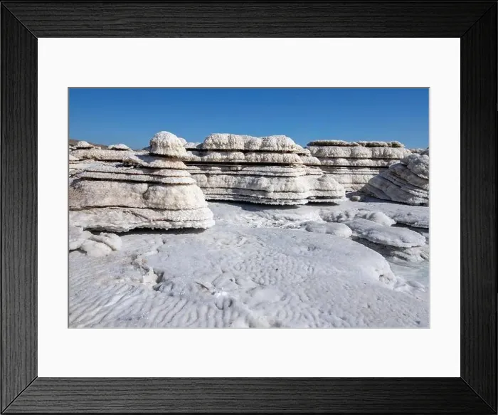 Framed Print : View of the beautiful patterns of the salt formations of the Dead Sea. Salt mushrooms Framed Print : View of the beautiful patterns of the salt formations of the Dead Sea. Salt mushrooms