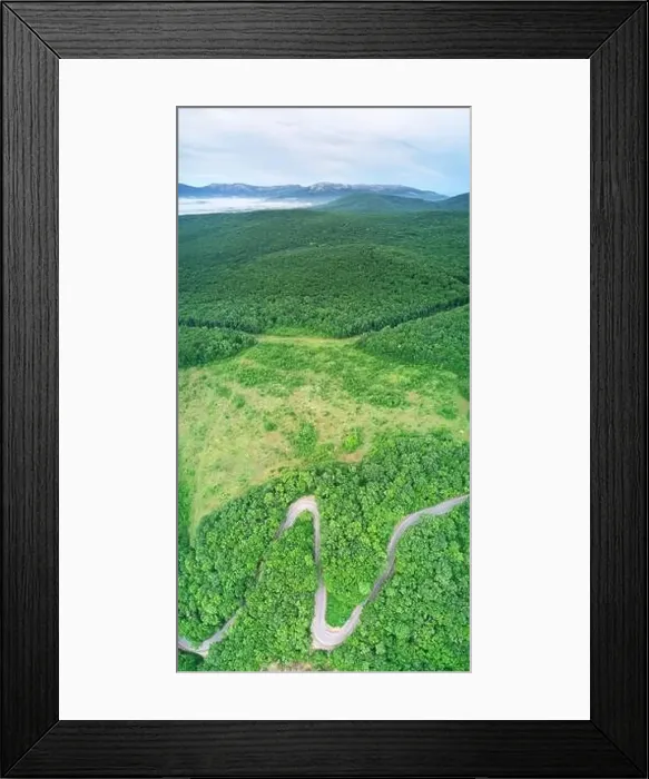 Framed Print : Road serpentine in mountain. Aerial nature scene Framed Print : Road serpentine in mountain. Aerial nature scene