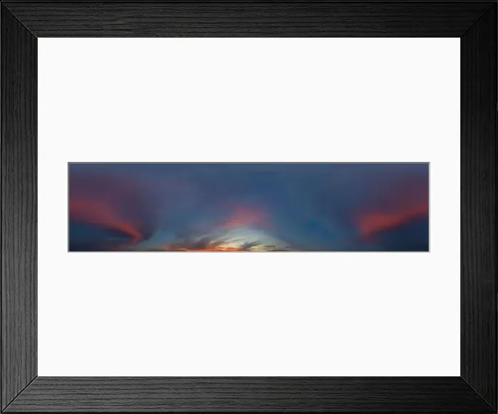 Framed Print : Panorama of a dark blue sunset sky with pink Cumulus clouds Framed Print : Panorama of a dark blue sunset sky with pink Cumulus clouds