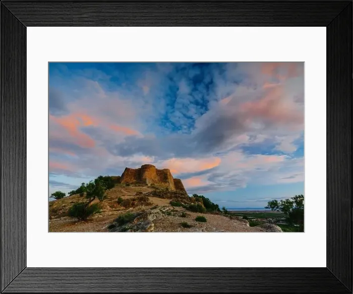 Framed Print : View on the castle Sagunto during sunny day and cloudy sunset Framed Print : View on the castle Sagunto during sunny day and cloudy sunset