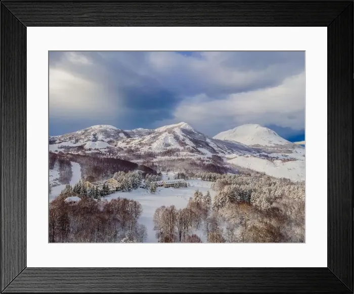 Framed Print : Aerial view of a winter snow-covered pine forest Framed Print : Aerial view of a winter snow-covered pine forest
