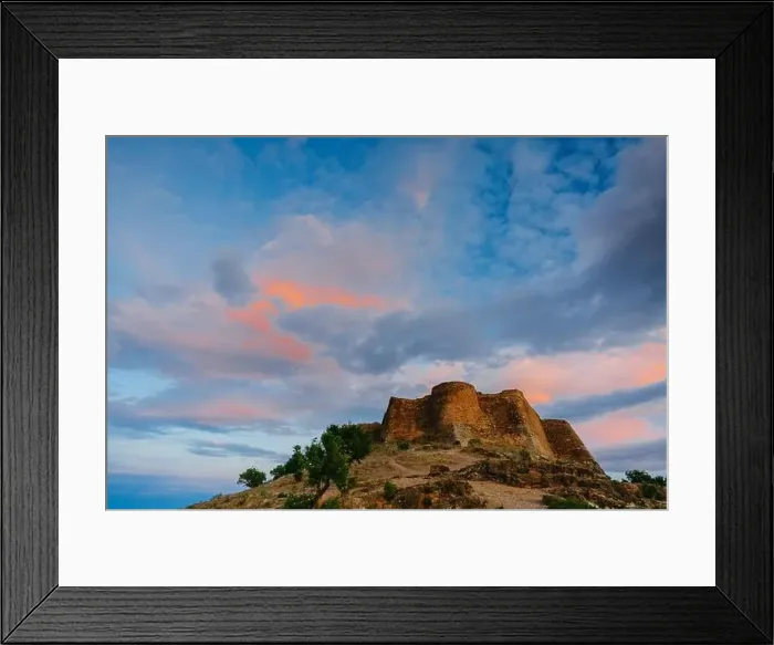 Framed Print : View on the castle Sagunto during sunny day and cloudy sunset Framed Print : View on the castle Sagunto during sunny day and cloudy sunset