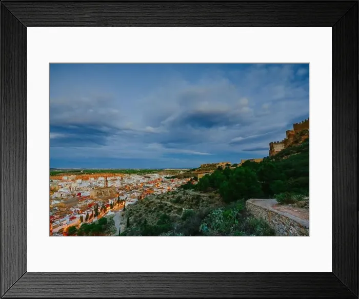 Framed Print : View on the castle Sagunto during sunny day and cloudy sunset Framed Print : View on the castle Sagunto during sunny day and cloudy sunset