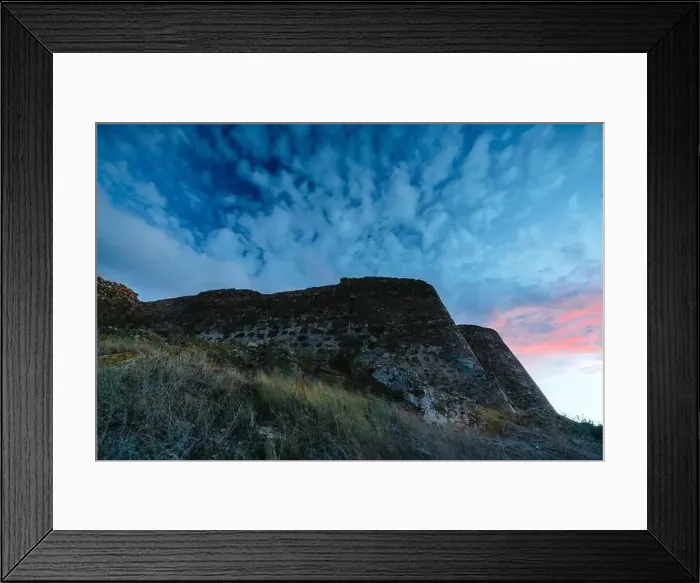 Framed Print : View on the castle Sagunto during sunny day and cloudy sunset Framed Print : View on the castle Sagunto during sunny day and cloudy sunset