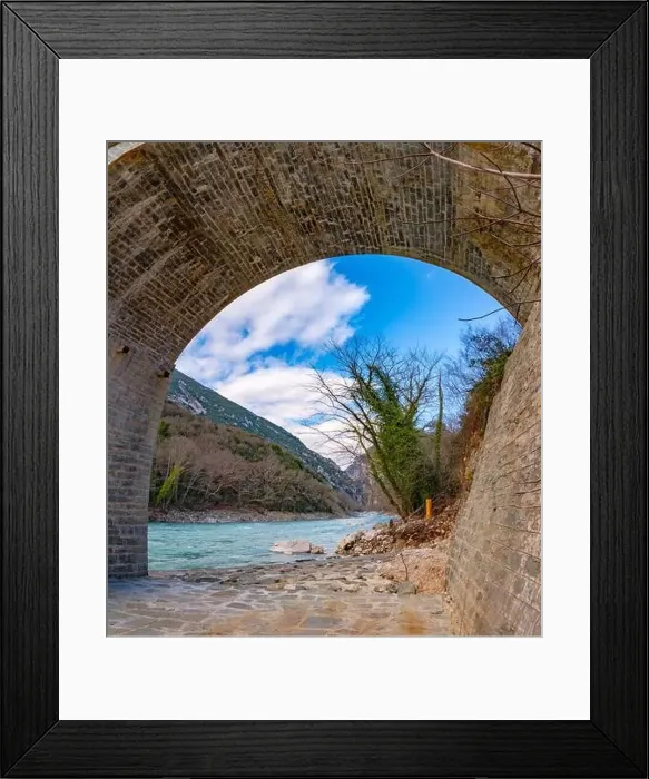 Framed Print : The great arched stone bridge of Plaka on Arachthos river, Tzoumerka, Greece Framed Print : The great arched stone bridge of Plaka on Arachthos river, Tzoumerka, Greece