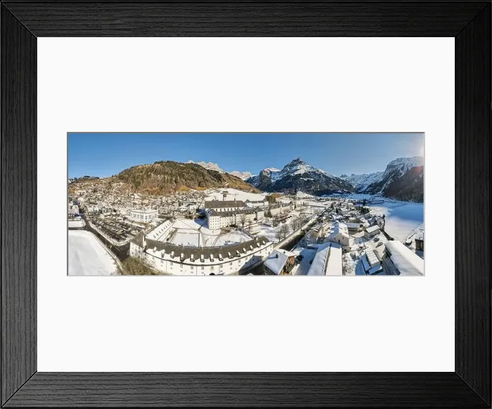 Framed Print : Drone view at the village of Engelberg on the Swiss alps Framed Print : Drone view at the village of Engelberg on the Swiss alps