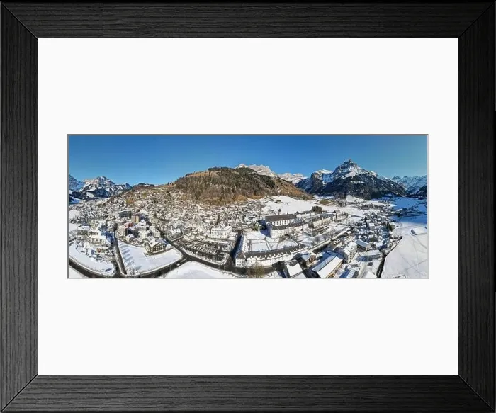 Framed Print : Drone view at the village of Engelberg on the Swiss alps Framed Print : Drone view at the village of Engelberg on the Swiss alps