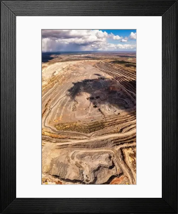 Framed Print : Aerial view on granite quarry. Granite mining from a drone Framed Print : Aerial view on granite quarry. Granite mining from a drone