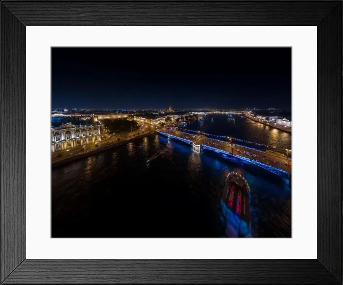 Framed Print : Night landscape of festivities on the day of the Russian Navy Framed Print : Night landscape of festivities on the day of the Russian Navy
