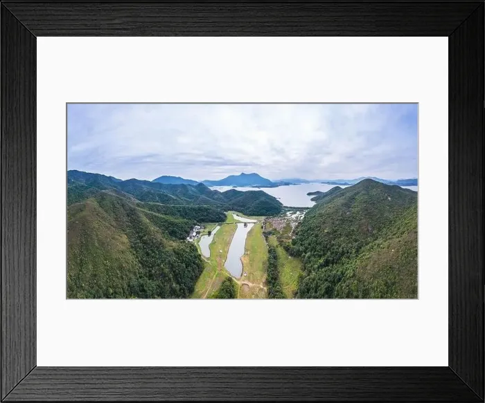 Framed Print : Beautiful aerial view of the remote village, Sham Chung, located in West Sai Kung Country Park, Hong Kong Framed Print : Beautiful aerial view of the remote village, Sham Chung, located in West Sai Kung Country Park, Hong Kong