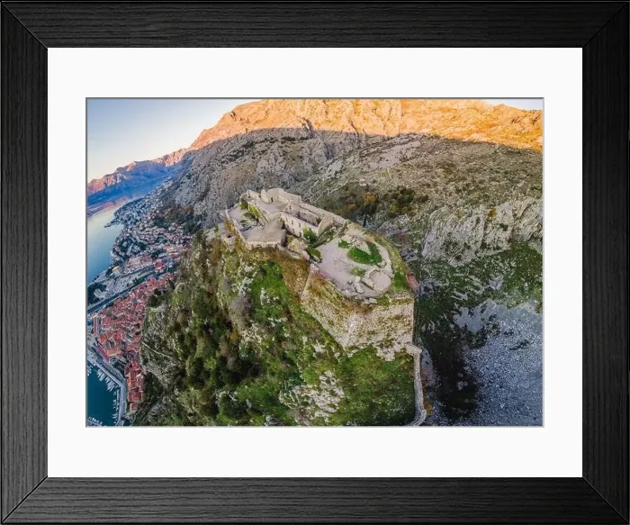Framed Print : Kotor Old Town Ladder of Kotor Fortress Hiking Trail. Aerial drone view Framed Print : Kotor Old Town Ladder of Kotor Fortress Hiking Trail. Aerial drone view