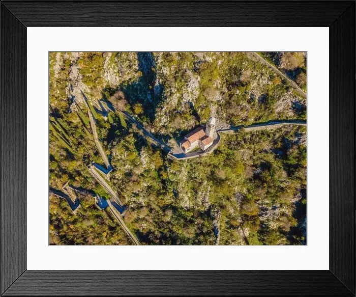 Framed Print : Kotor Old Town Ladder of Kotor Fortress Hiking Trail. Aerial drone view Framed Print : Kotor Old Town Ladder of Kotor Fortress Hiking Trail. Aerial drone view