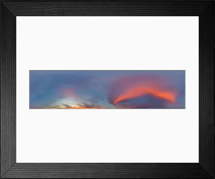Framed Print : Panorama of a dark blue sunset sky with pink Cumulus clouds Framed Print : Panorama of a dark blue sunset sky with pink Cumulus clouds