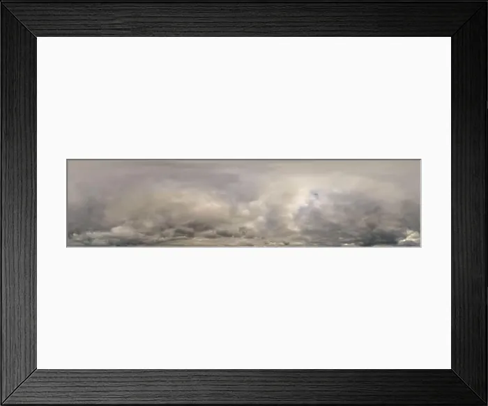 Framed Print : Overcast sky panorama on rainy day with Nimbostratus clouds in seamless spherical equirectangular format Framed Print : Overcast sky panorama on rainy day with Nimbostratus clouds in seamless spherical equirectangular format