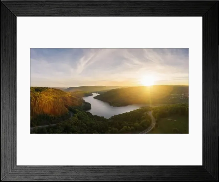 Framed Print : Sunset at the Lake Rursee, Eifel Germany Framed Print : Sunset at the Lake Rursee, Eifel Germany