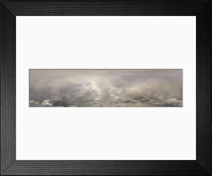 Framed Print : Overcast sky panorama on rainy day with Nimbostratus clouds in seamless spherical equirectangular format Framed Print : Overcast sky panorama on rainy day with Nimbostratus clouds in seamless spherical equirectangular format