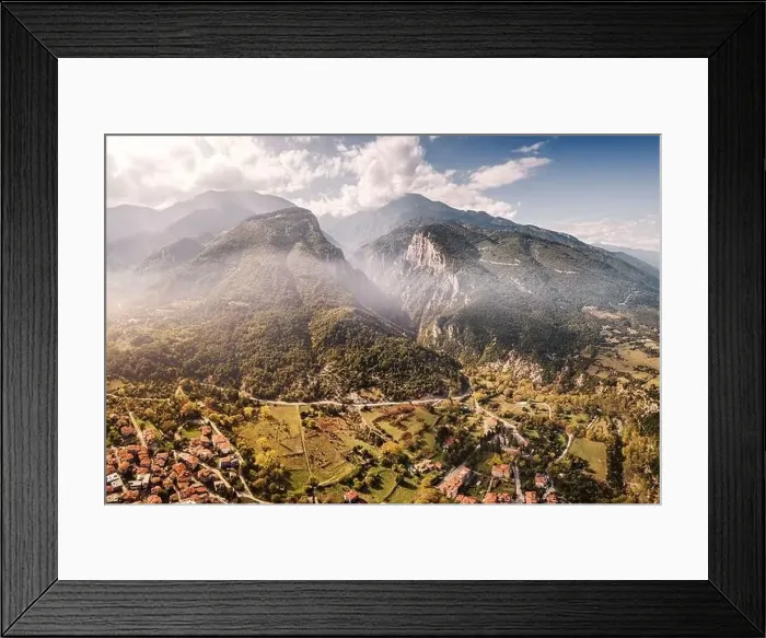 Framed Print : Aerial drone panoramic view of deep gorge Framed Print : Aerial drone panoramic view of deep gorge