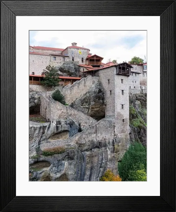 Framed Print : View of Meteoron monastery near Kalambaka town in Greece. Sightseeing and travel destinations Framed Print : View of Meteoron monastery near Kalambaka town in Greece. Sightseeing and travel destinations