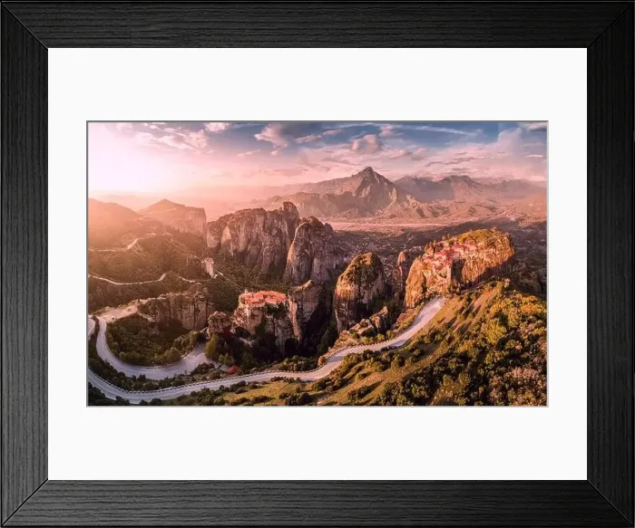 Framed Print : Aerial view of Meteoron monastery near Kalambaka town in Greece. Sightseeing and travel destinations Framed Print : Aerial view of Meteoron monastery near Kalambaka town in Greece. Sightseeing and travel destinations