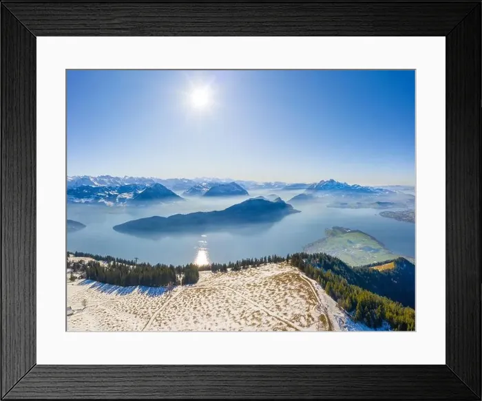 Framed Print : Panorama aerial view of the Alps of Rigi mountain range in central Switzerland. Lake Lucerne, Pilatus Peak Framed Print : Panorama aerial view of the Alps of Rigi mountain range in central Switzerland. Lake Lucerne, Pilatus Peak