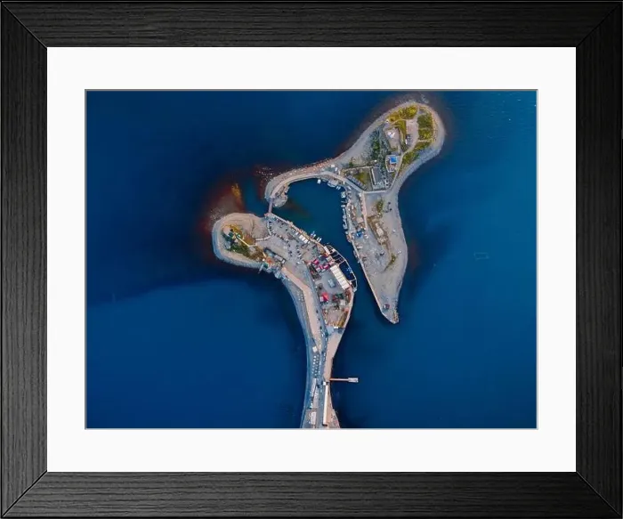 Framed Print : Aerial view of coastline with blue sea, island and lighthouse in Utrish, Anapa Framed Print : Aerial view of coastline with blue sea, island and lighthouse in Utrish, Anapa