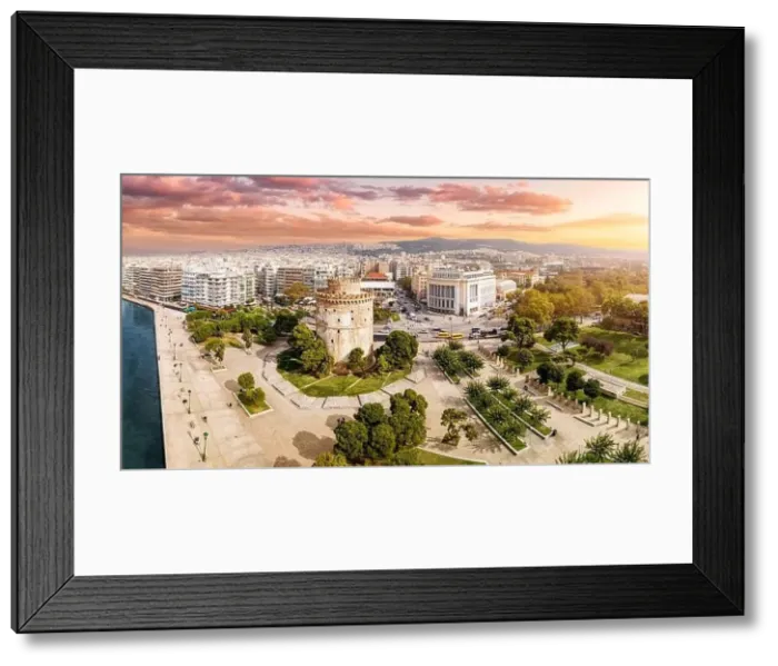Framed Print : Aerial panoramic view of the main symbol of Thessaloniki city and the whole of Macedonia region - the White Tower Framed Print : Aerial panoramic view of the main symbol of Thessaloniki city and the whole of Macedonia region - the White Tower