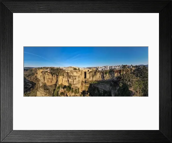Framed Print : Drone view at the old bridge of Ronda on Andalusia in Spain Framed Print : Drone view at the old bridge of Ronda on Andalusia in Spain