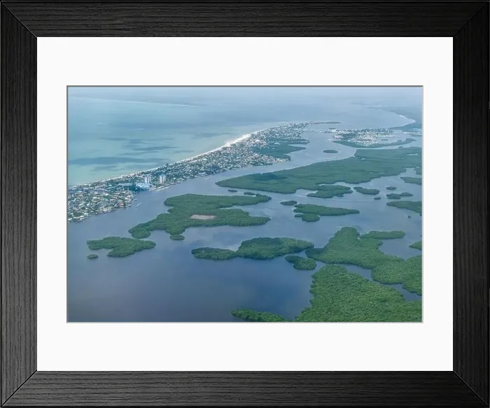 Framed Print : Aerial plane or drone view of Ft Myers beach landscape near Sanibel Island in southwest in Florida Saharan with Framed Print : Aerial plane or drone view of Ft Myers beach landscape near Sanibel Island in southwest in Florida Saharan with