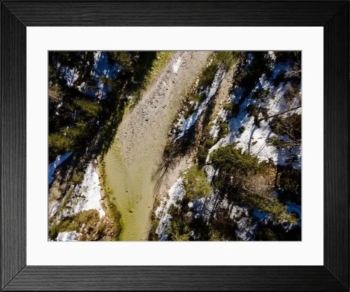 Framed Print : Drone flight over the Oetschergraeben canyon in Lower Austria in winter
