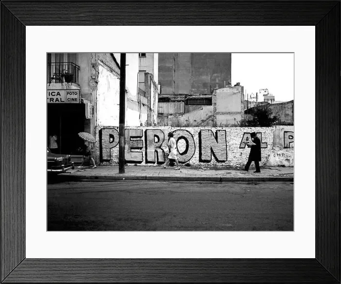 Framed Print : ARG 252A Mar Del Plata 1973 Peron for president sign street scene with people walking by Framed Print : ARG 252A Mar Del Plata 1973 Peron for president sign street scene with people walking by