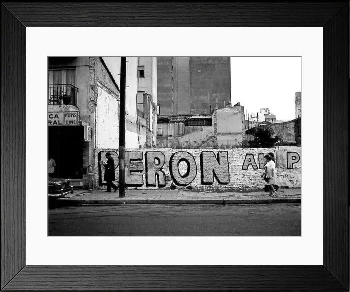 Framed Print : ARG 252B Mar Del Plata 1973 Peron for president sign street scene with people walking by Framed Print : ARG 252B Mar Del Plata 1973 Peron for president sign street scene with people walking by