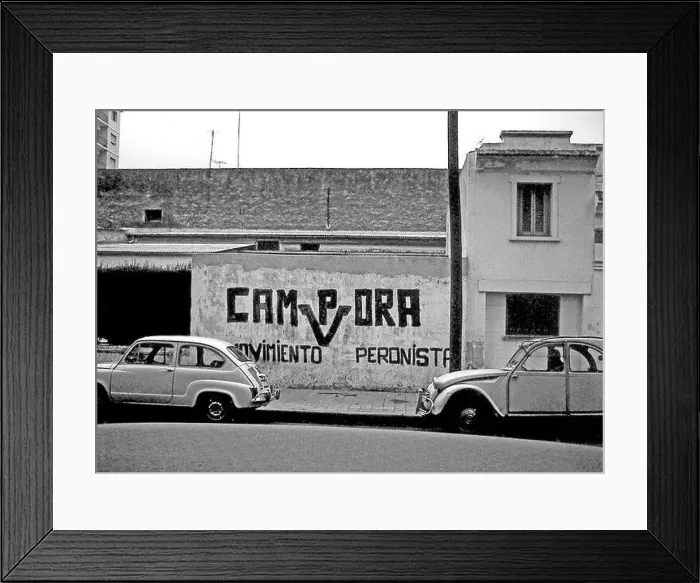 Framed Print : ARG 256B Mar Del Plata Argentina 1973 Campora Presidente presidential campaign wall painting passers by Framed Print : ARG 256B Mar Del Plata Argentina 1973 Campora Presidente presidential campaign wall painting passers by