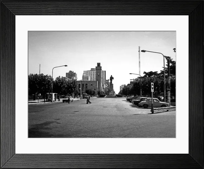 Framed Print : ARG 259B Mar Del Plata Argentina 1973 central area with statue of San Martin street scene with men crossing road Framed Print : ARG 259B Mar Del Plata Argentina 1973 central area with statue of San Martin street scene with men crossing road