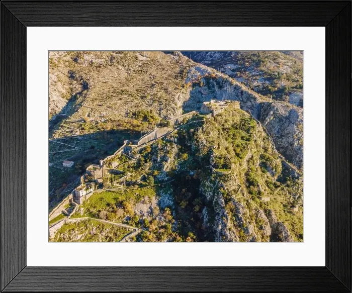 Framed Print : Kotor Old Town Ladder of Kotor Fortress Hiking Trail. Aerial drone view Framed Print : Kotor Old Town Ladder of Kotor Fortress Hiking Trail. Aerial drone view