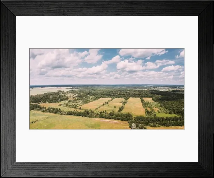 Framed Print : Aerial View Spring Green Field With Windbreaks Landscape Framed Print : Aerial View Spring Green Field With Windbreaks Landscape