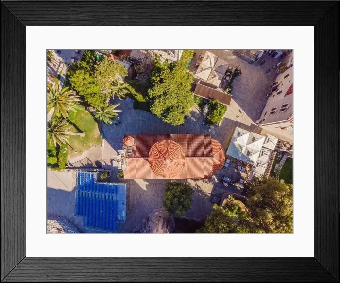 Framed Print : Old town in Budva in a beautiful summer day, Montenegro. Aerial image. Top view Framed Print : Old town in Budva in a beautiful summer day, Montenegro. Aerial image. Top view
