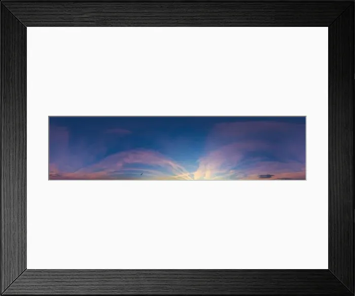 Framed Print : Dark blue sunset sky panorama with pink Cirrus clouds Framed Print : Dark blue sunset sky panorama with pink Cirrus clouds