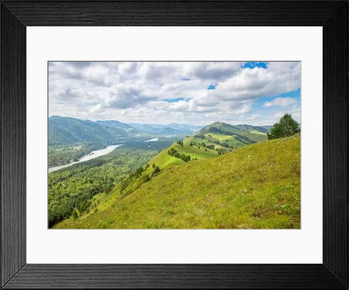 Framed Print : Hills and mountains Altai republic Russia, summer travel rally
