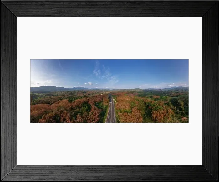 Framed Print : Aerial photo of highway above on mountains Framed Print : Aerial photo of highway above on mountains