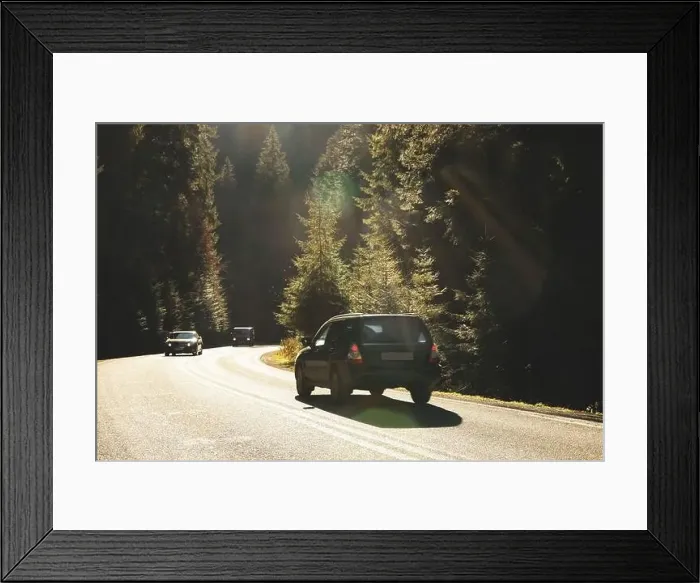 Framed Print : Road in Ukrainian Carpathian mountains in sunny day Framed Print : Road in Ukrainian Carpathian mountains in sunny day