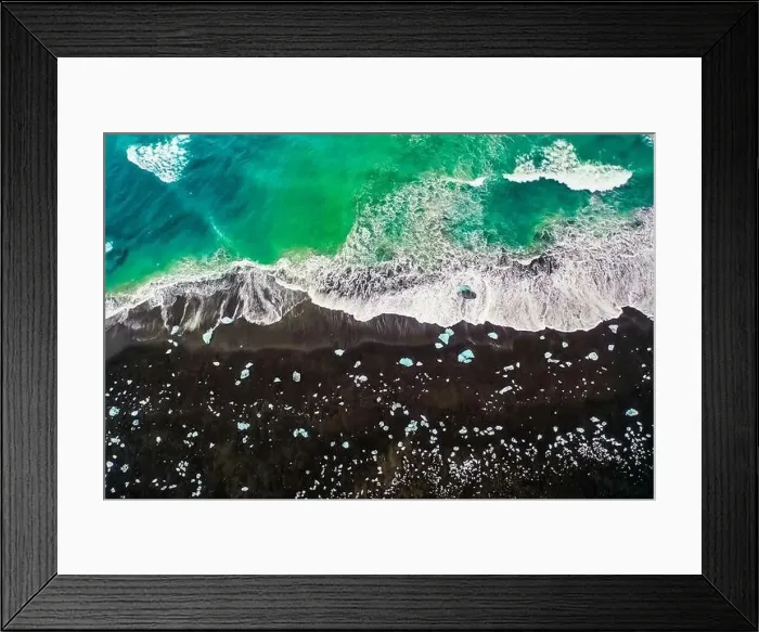 Framed Print : Aerial view of Diamond Beach in Iceland Europe Framed Print : Aerial view of Diamond Beach in Iceland Europe