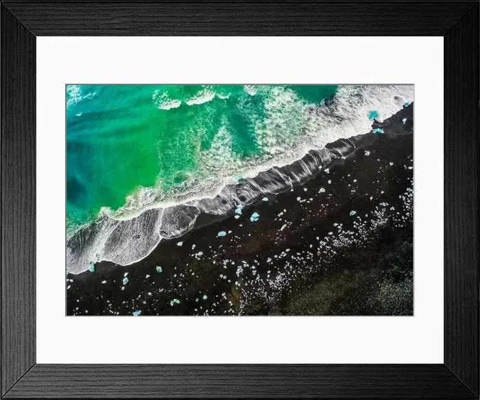 Framed Print : Aerial view of Diamond Beach in Iceland Europe Framed Print : Aerial view of Diamond Beach in Iceland Europe