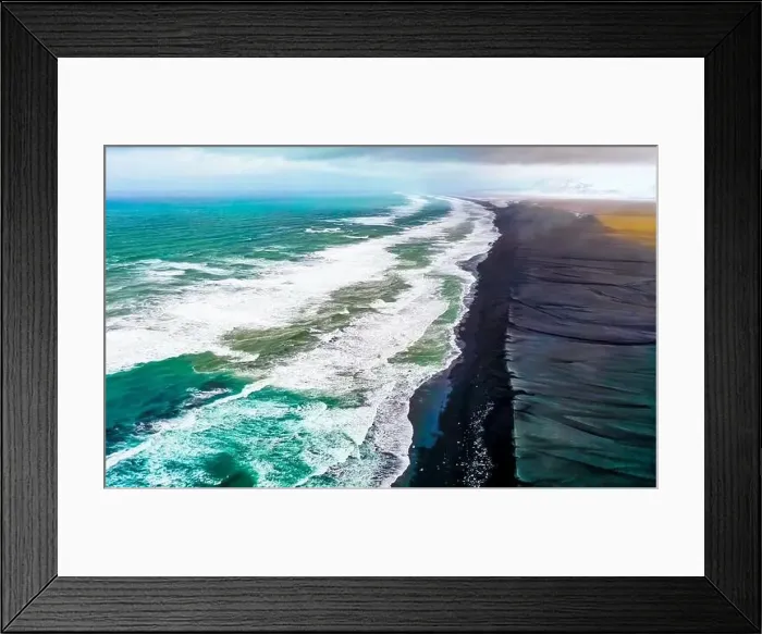 Framed Print : Aerial view of Diamond Beach in Iceland Europe Framed Print : Aerial view of Diamond Beach in Iceland Europe