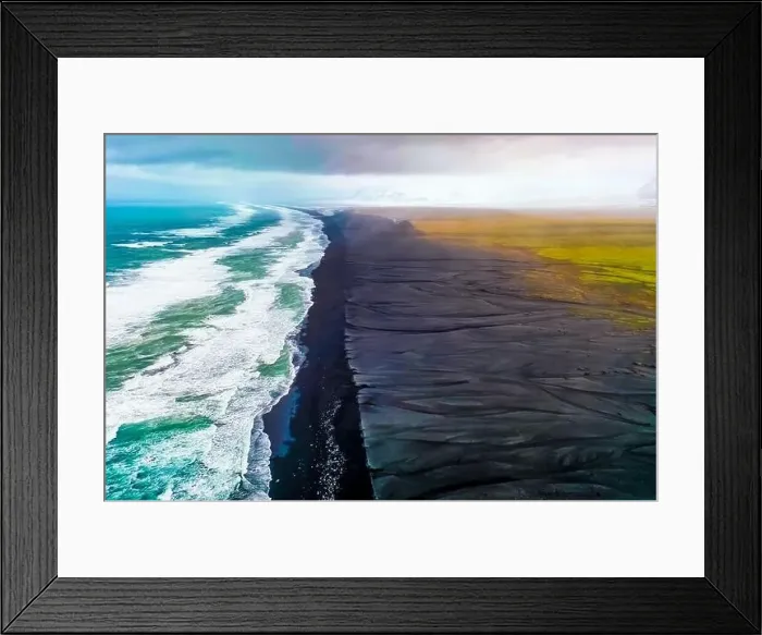 Framed Print : Aerial view of Diamond Beach in Iceland Europe Framed Print : Aerial view of Diamond Beach in Iceland Europe