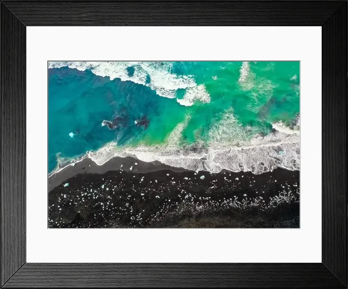 Framed Print : Aerial view of Diamond Beach in Iceland Europe Framed Print : Aerial view of Diamond Beach in Iceland Europe