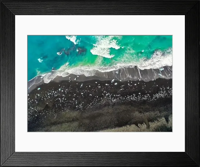 Framed Print : Aerial view of Diamond Beach in Iceland Europe Framed Print : Aerial view of Diamond Beach in Iceland Europe