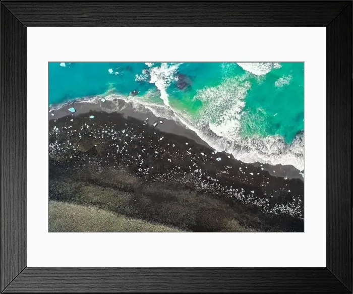 Framed Print : Aerial view of Diamond Beach in Iceland Europe Framed Print : Aerial view of Diamond Beach in Iceland Europe