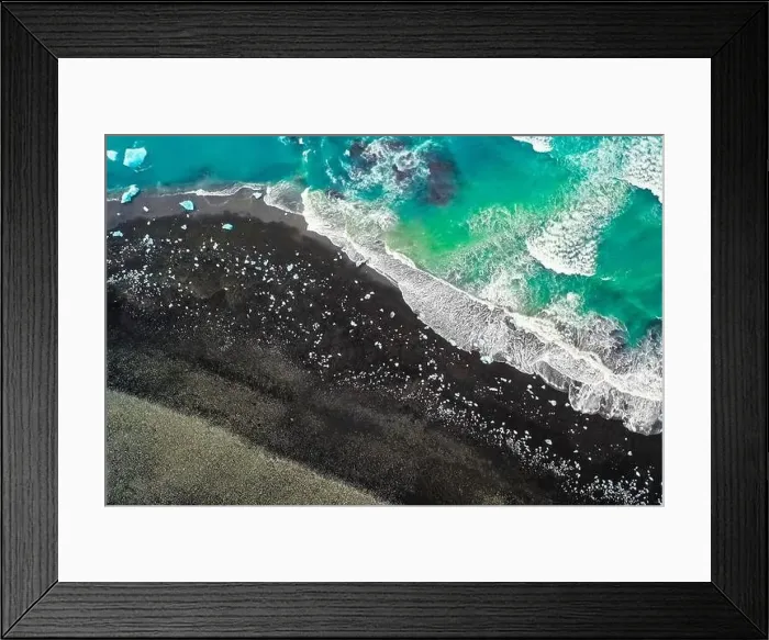 Framed Print : Aerial view of Diamond Beach in Iceland Europe Framed Print : Aerial view of Diamond Beach in Iceland Europe