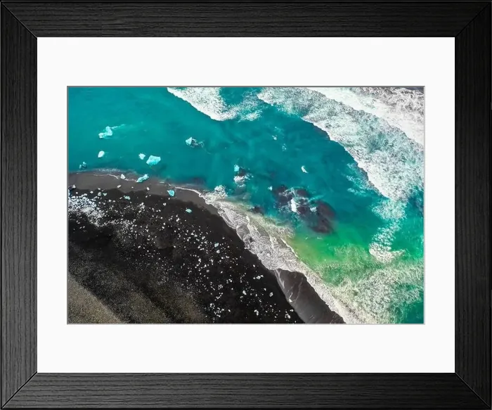 Framed Print : Aerial view of Diamond Beach in Iceland Europe Framed Print : Aerial view of Diamond Beach in Iceland Europe