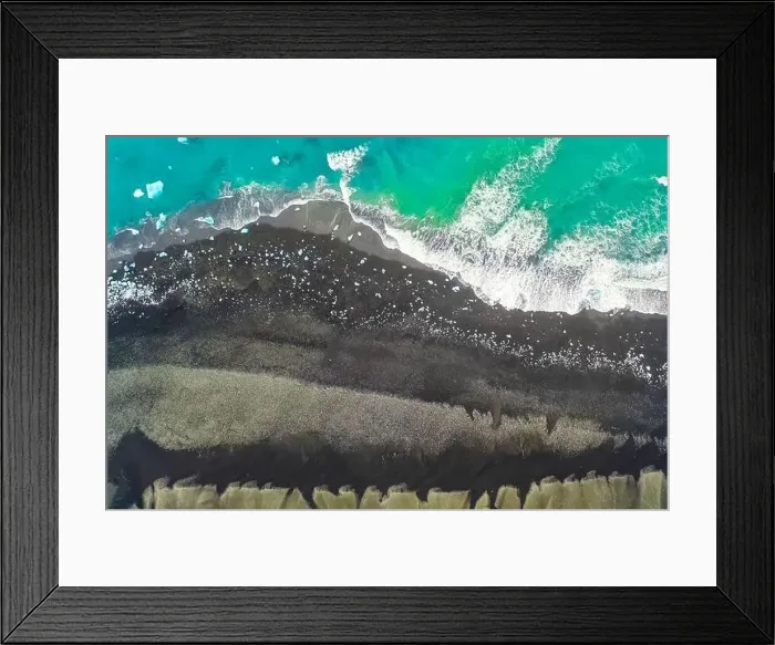 Framed Print : Aerial view of Diamond Beach in Iceland Europe Framed Print : Aerial view of Diamond Beach in Iceland Europe